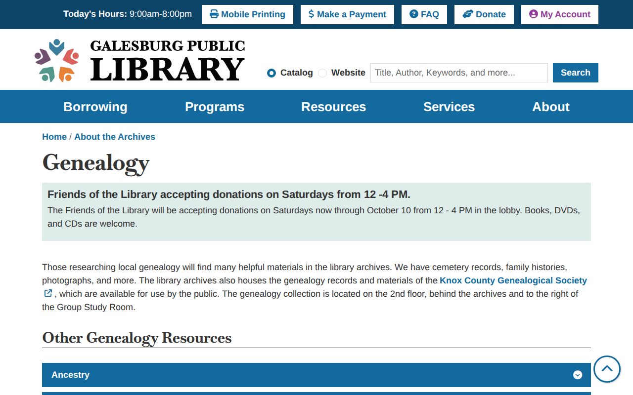 Galesburg Public Library genealogy resources used with city directory collections