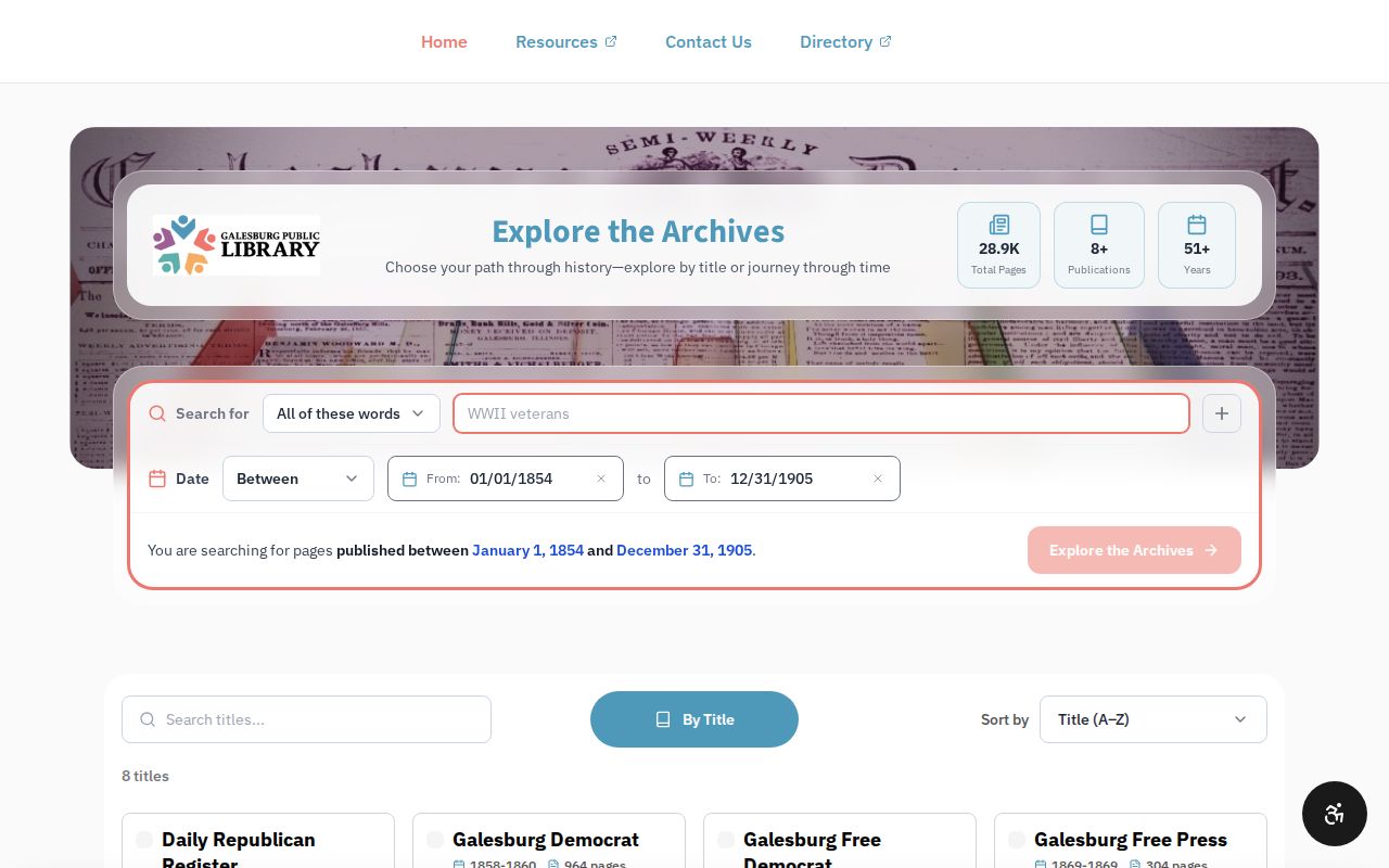 Galesburg historical newspaper archive search used to verify directory entries