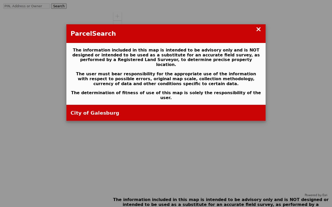 Galesburg parcel search directory screen