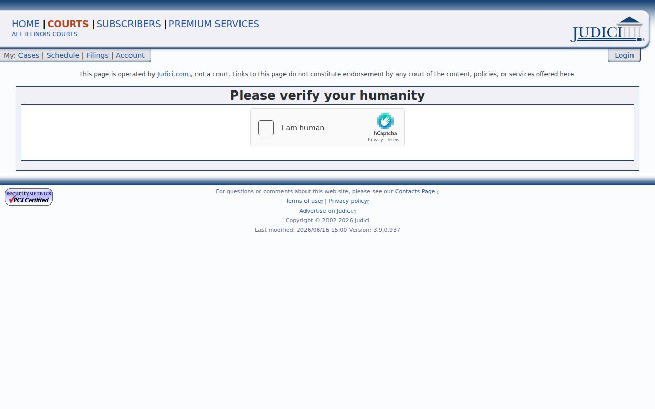 Judici Knox County court case search access screen