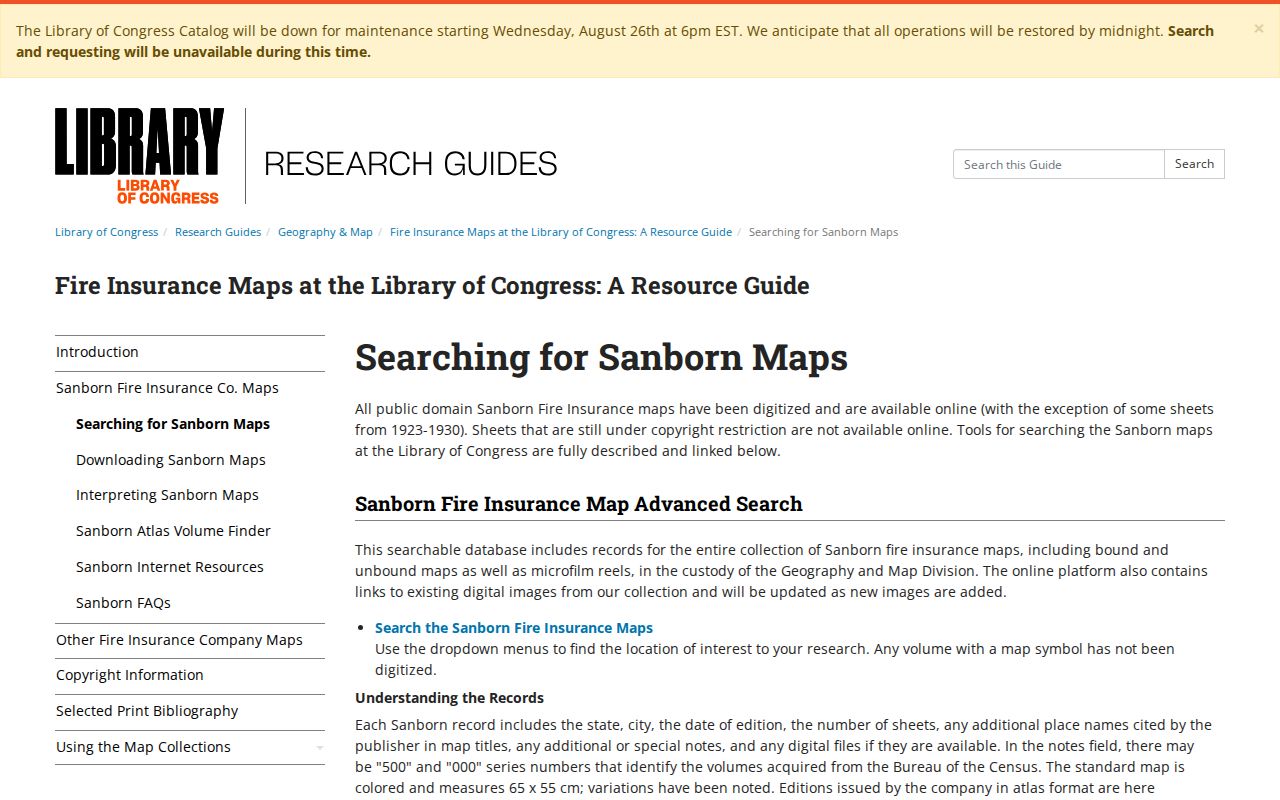 Library of Congress guide for using Sanborn maps in a Galesburg street directory search